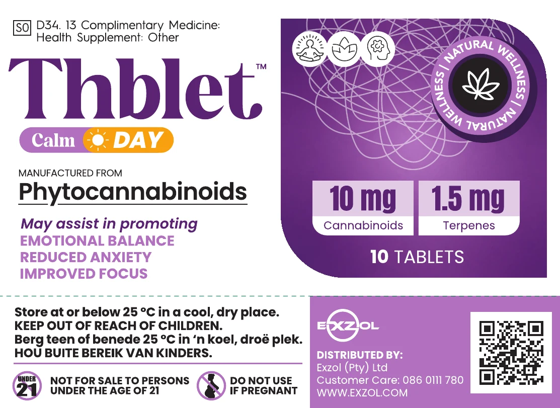 Front panel of the Thblet Calm carton