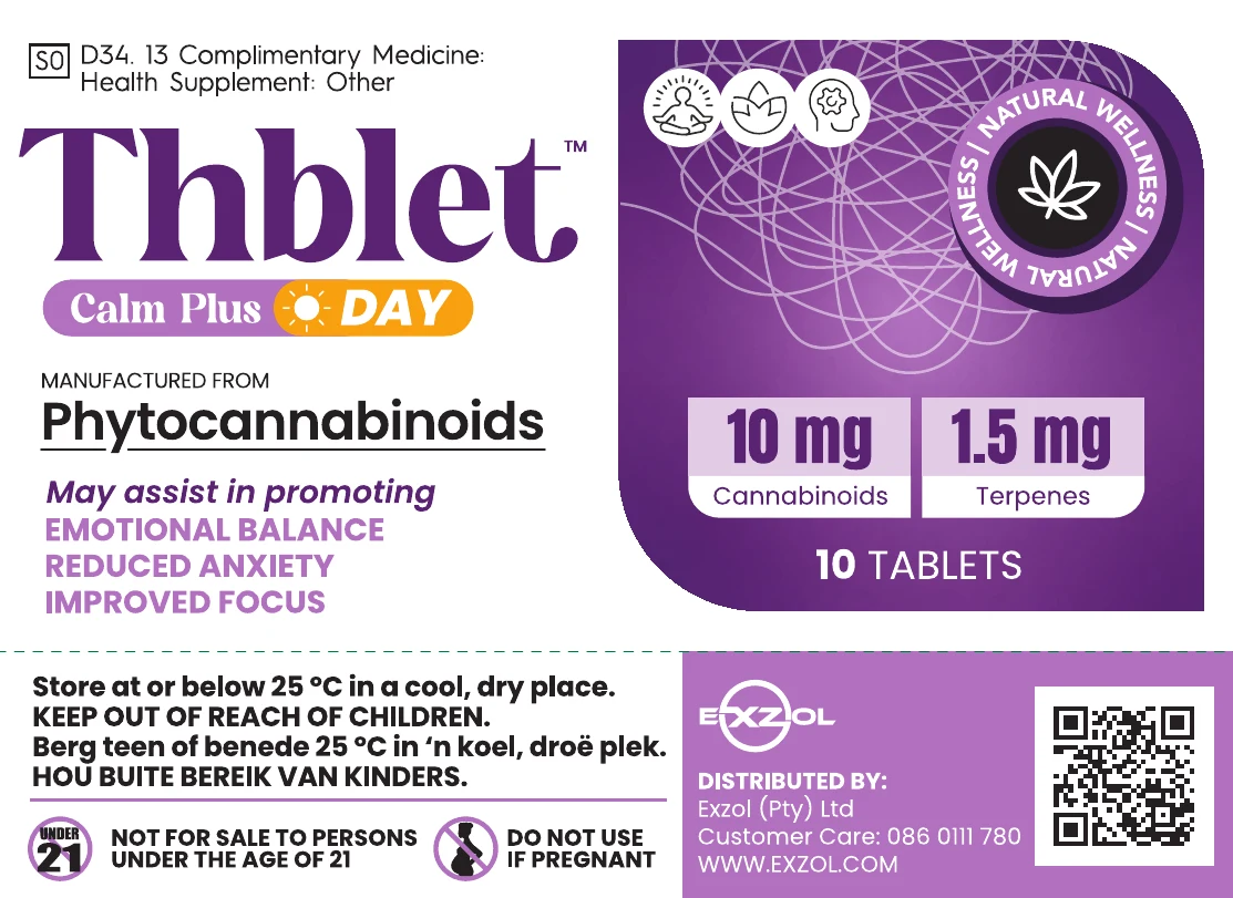 Front panel of the Thblet Calm Plus carton