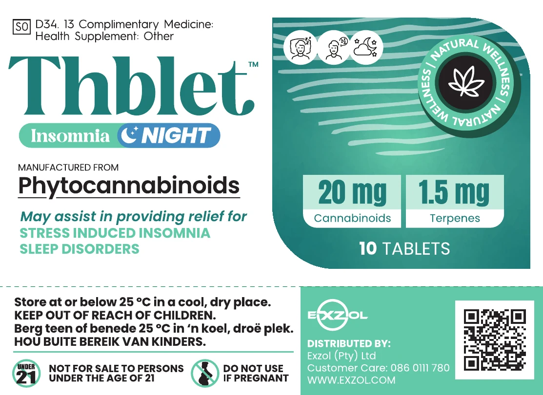 Front panel of the Thblet Insomnia carton
