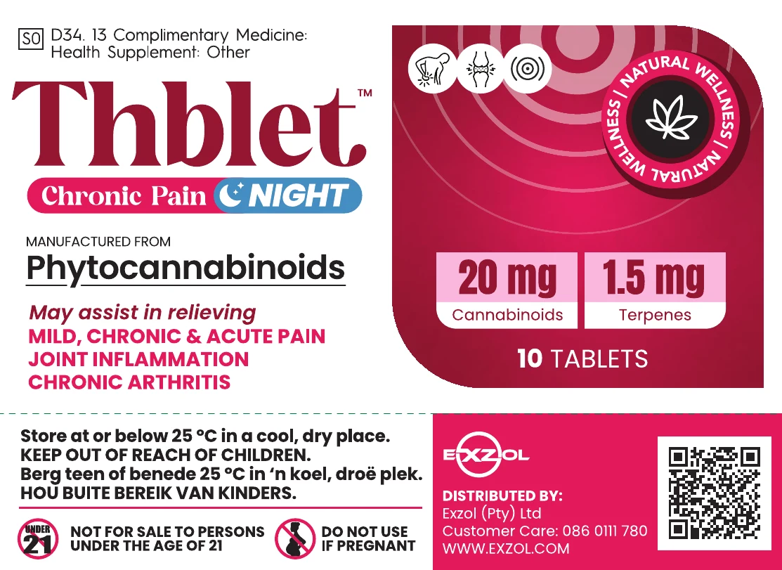 Front panel of the Thblet Chronic Pain carton