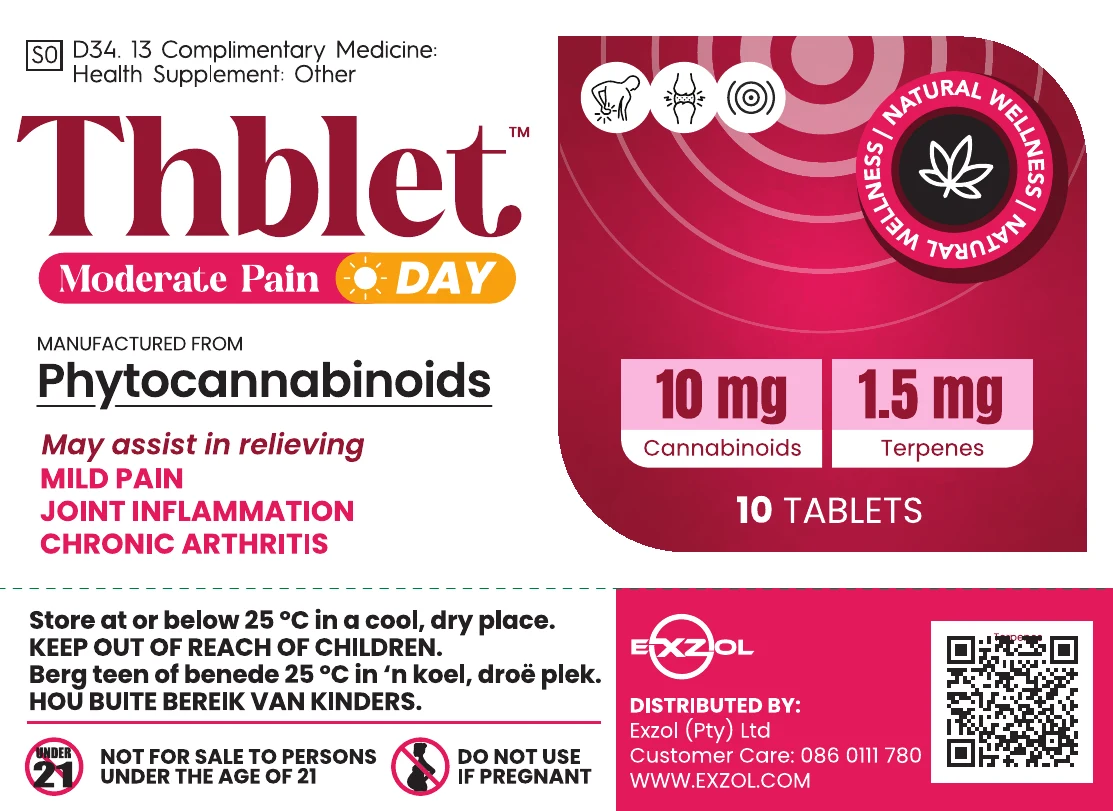 Front panel of the Thblet Moderate Pain carton