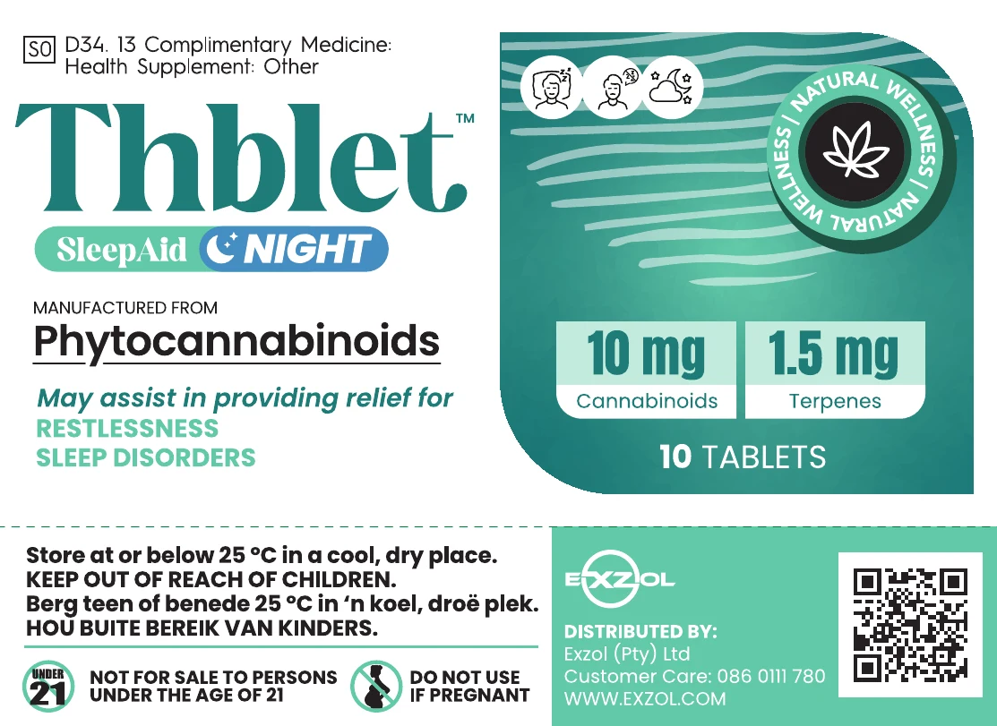 Front panel of the Thblet SleepAid carton