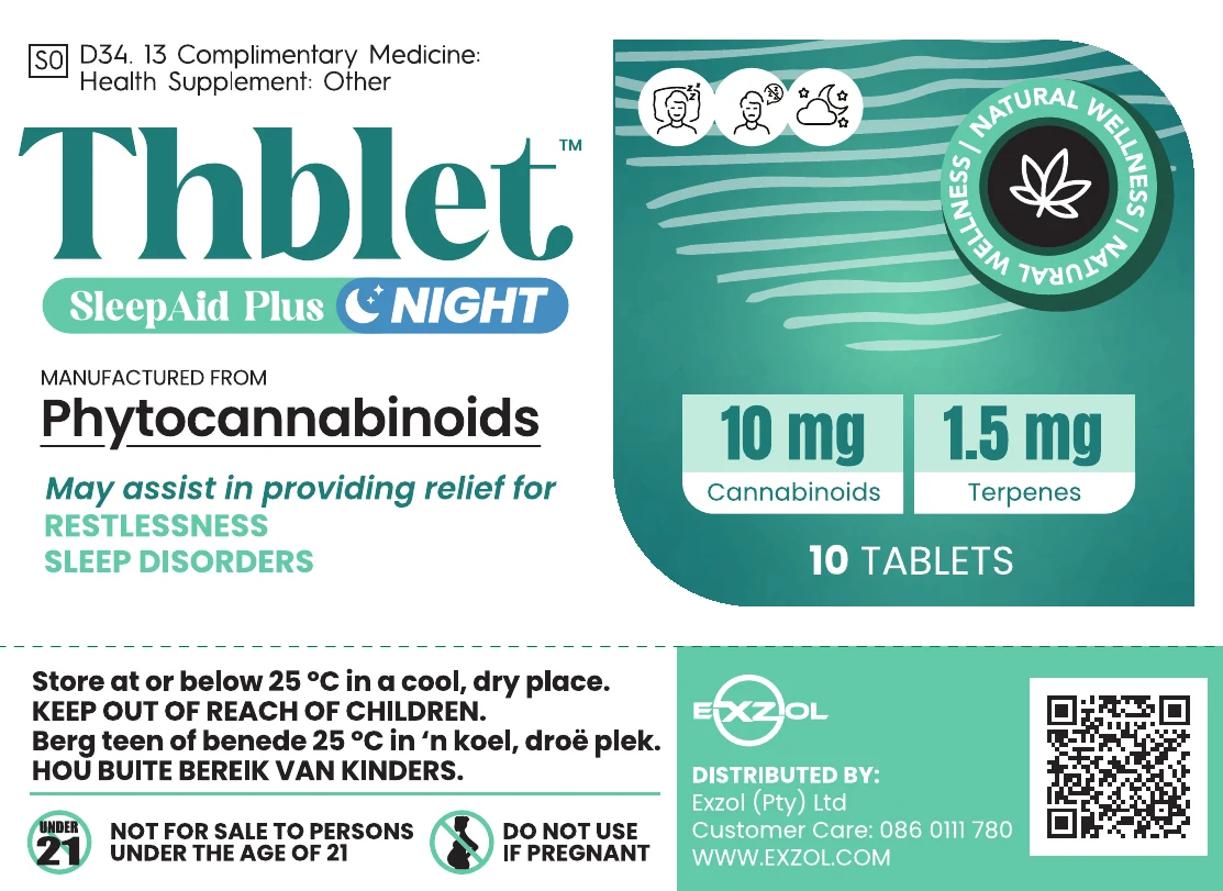 Front panel of the Thblet SleepAid Plus carton